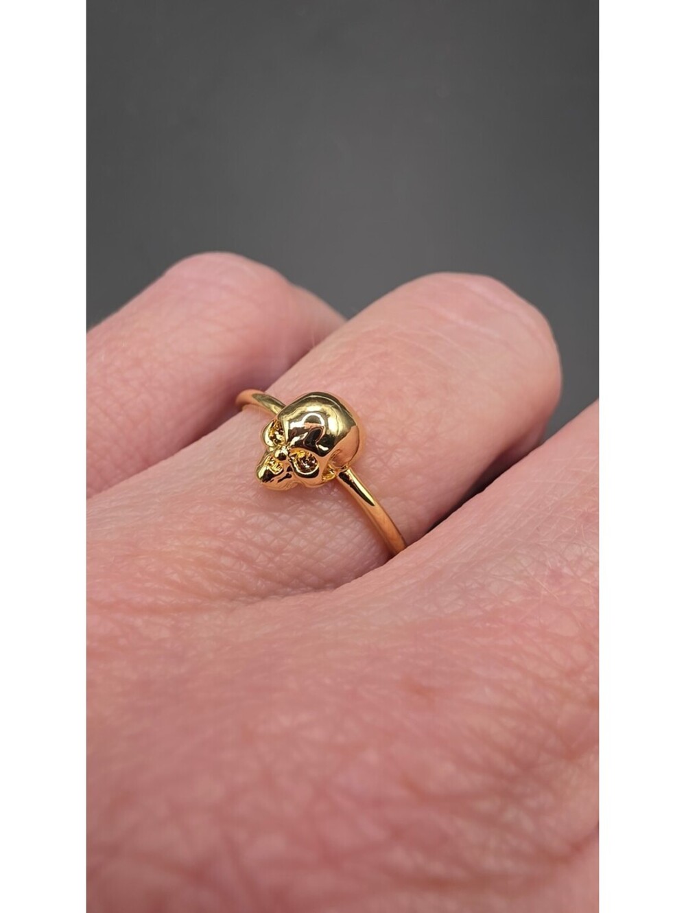 18k Gold Plated Small Skull Ring Size 7 Gothic Minimalist